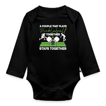 Pickleball Couple A Couple That - Baby Bio-Langarm-Body - Schwarz - Vorne