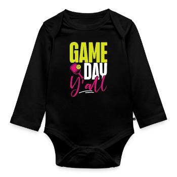 Pickleball Girl Ladies Game Day - Baby Bio-Langarm-Body - Schwarz - Vorne