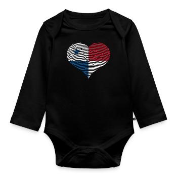 Panama herz Flagge Fahne Zentralamerika Kanal - Baby Bio-Langarm-Body - Schwarz - Vorne