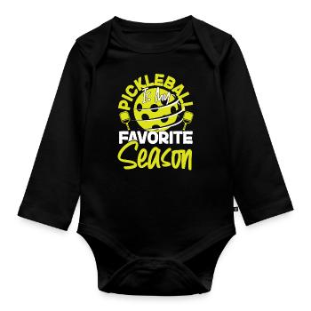 Pickleball Pickleball est mon - Body Bébé bio manches longues - noir - Devant