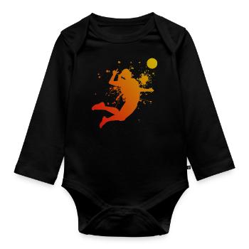 Volleyball players Volleyball players Playing volleyball - Organic Longsleeve Baby Bodysuit - black - Front