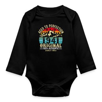 Aged to perfection 1941 original - Organic Longsleeve Baby Bodysuit - black - Front