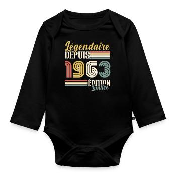 Légendaire Depuis 1963 - Body Bébé bio manches longues - noir - Devant
