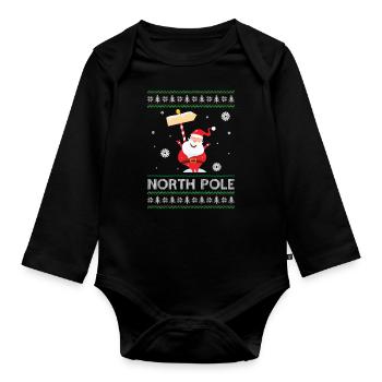 Pole Dancing Santa Claus Pun Joke - Pôle Nord - Body Bébé bio manches longues - noir - Devant