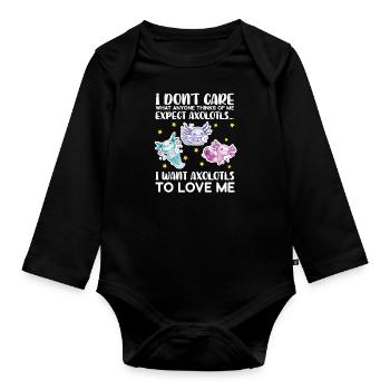 Axolotl Mexican sea salamander amphibians - Organic Longsleeve Baby Bodysuit - black - Front