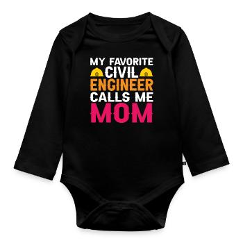 Bauingenieur Brückenbau Statik Sohn Mama Ingenieur - Baby Bio-Langarm-Body - Schwarz - Vorne