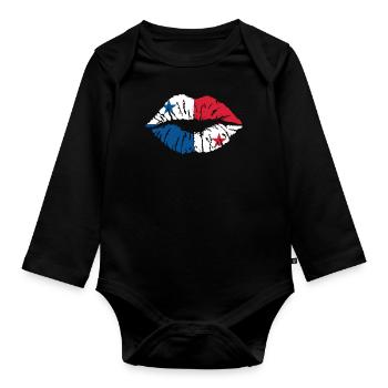 Panama herz Flagge Fahne Zentralamerika Kanal - Baby Bio-Langarm-Body - Schwarz - Vorne