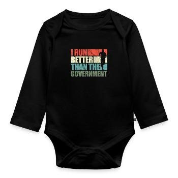 Running Runner Jogging Jogging Runner Cadeau - Body Bébé bio manches longues - noir - Devant