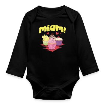 Yum cupcakes! - Organic Longsleeve Baby Bodysuit - black - Front
