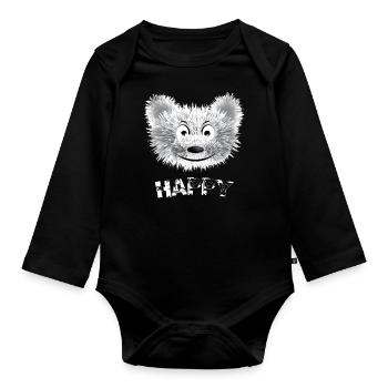 Happy Bear - Baby Bear Cute - Organic Longsleeve Baby Bodysuit - black - Front