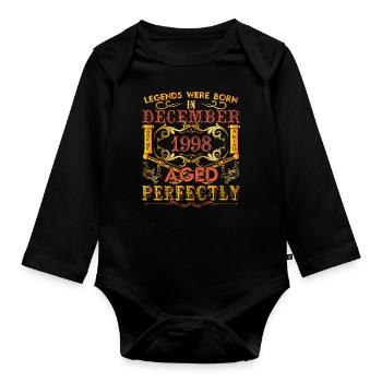December 1998 - birthday 1998 legends were born. - Organic Longsleeve Baby Bodysuit - black - Front