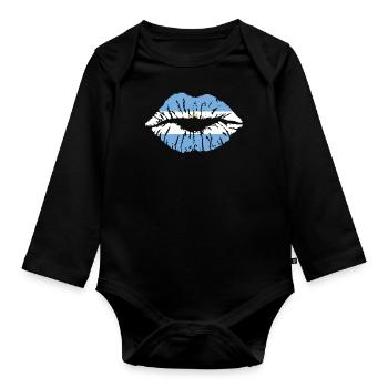 Argentina Flag Flag Heart South America Spanish - Organic Longsleeve Baby Bodysuit - black - Front