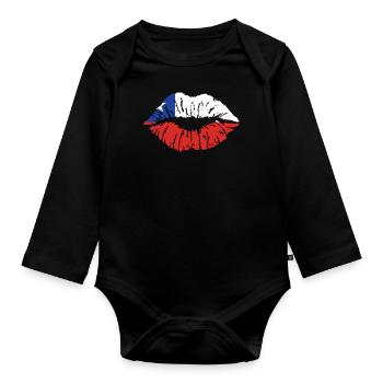 Chili Drapeau Amérique du Sud Drapeau chilien Vintage - Body Bébé bio manches longues - noir - Devant