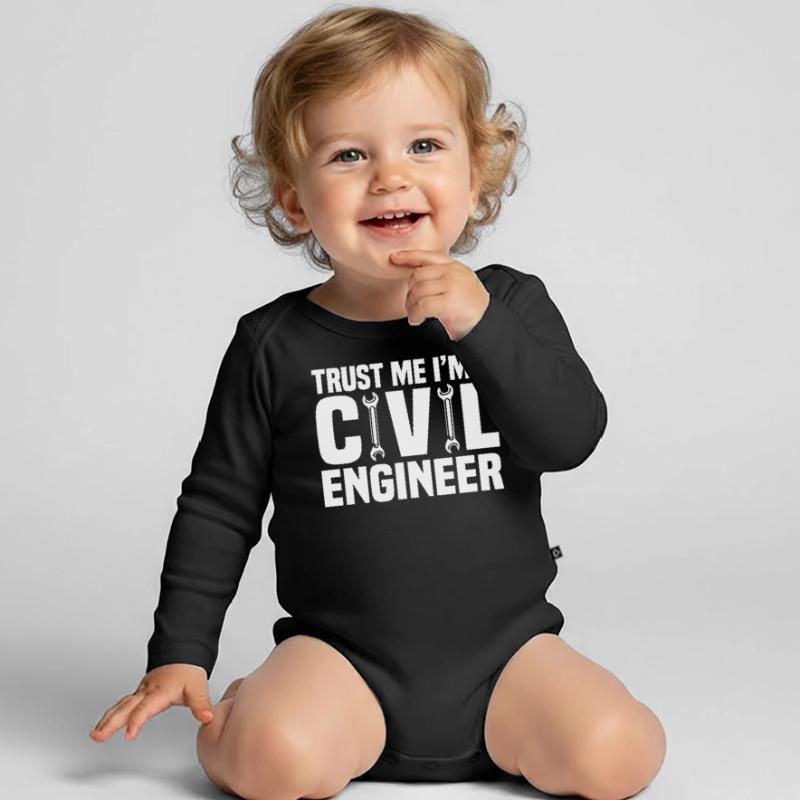 Civil Engineer Bridge Construction Statics Structural Engineer Organic Longsleeve Baby Bodysuit