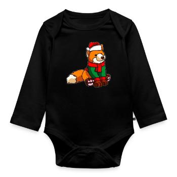 Fuchs mit Christmas Sweater - Baby Bio-Langarm-Body - Schwarz - Vorne