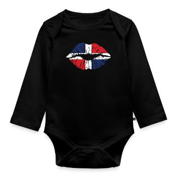 Dominican Republic Heart Flag Flag - Organic Longsleeve Baby Bodysuit - black - Front