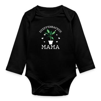 Dieffenbachia Mama - Organic Longsleeve Baby Bodysuit - black - Front