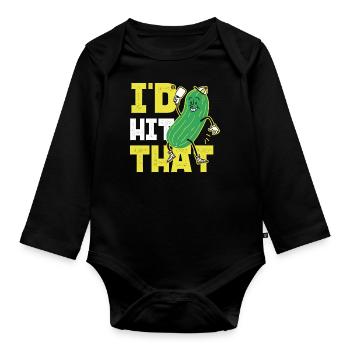 Pickleball Pickle I'd Hit That - Organic Longsleeve Baby Bodysuit - black - Front