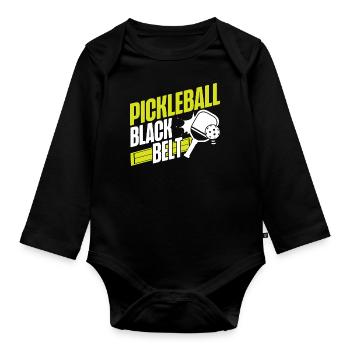 Pickleball Pickleball Black Belt - Baby Bio-Langarm-Body - Schwarz - Vorne