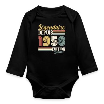 Légendaire Depuis 1958 - Body Bébé bio manches longues - noir - Devant