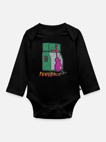 Sound Feedback Graphic - Organic Longsleeve Baby Bodysuit - black