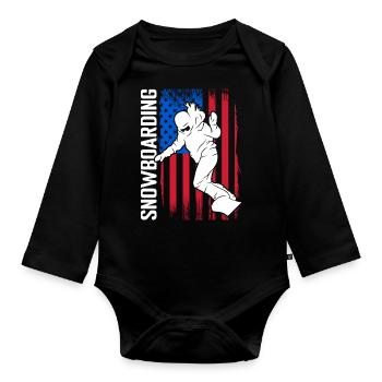 Snowboarder Snow Ski Holiday Pistensau - Body Bébé bio manches longues - noir - Devant