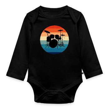 Percussionist Men's Drummer Drum Kit - Organic Longsleeve Baby Bodysuit - black - Front