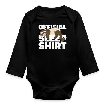 Frettchen Offizielles Schlafshirt Faul Relax - Baby Bio-Langarm-Body - Schwarz - Vorne