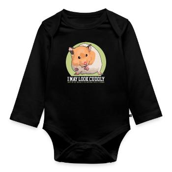 Hamster Golden Hamster | Cadeau de hamster nain - Body Bébé bio manches longues - noir - Devant