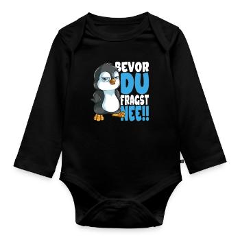 Bevor du fragst nee mir egal Pinguine - Baby Bio-Langarm-Body - Schwarz - Vorne