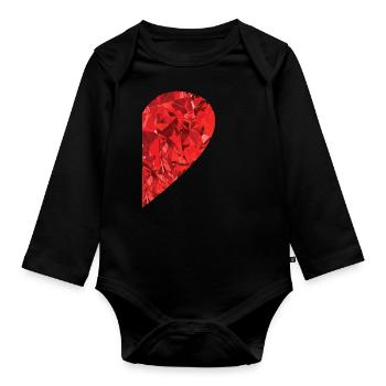 Partnerlook Herz als Geschenkidee - Baby Bio-Langarm-Body - Schwarz - Vorne