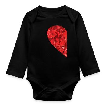 Partnerlook Herz als Geschenkidee - Baby Bio-Langarm-Body - Schwarz - Vorne