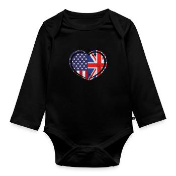 Royaume-Uni États-Unis - Body Bébé bio manches longues - noir - Devant