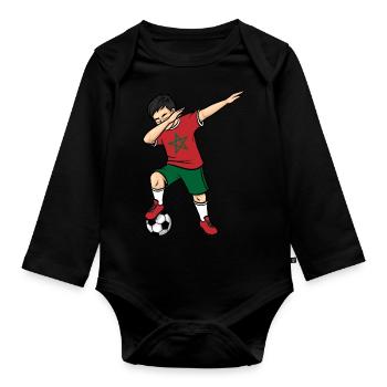 Dabbing Joueur de football garçons Maroc Football - Body Bébé bio manches longues - noir - Devant