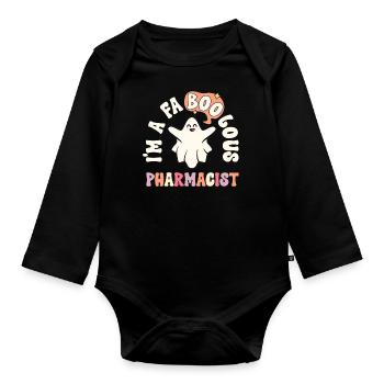 Faboolous Pharmacist Halloween Retro Pharmacy - Organic Longsleeve Baby Bodysuit - black - Front