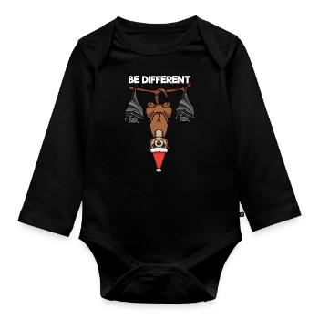 Soyez différent Suricate chauve-souris Père Noël - Body Bébé bio manches longues - noir - Devant