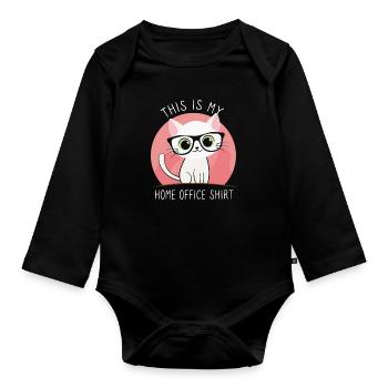 Ceci est mon chat de bureau à domicile - Body Bébé bio manches longues - noir - Devant