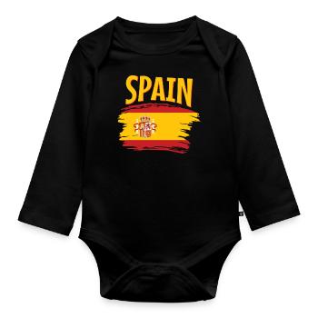 I love Spain - Organic Longsleeve Baby Bodysuit - black - Front