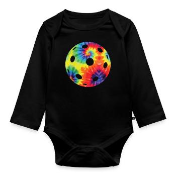 Pickleball Tie Dye Retro 80s 90s - Organic Longsleeve Baby Bodysuit - black - Front