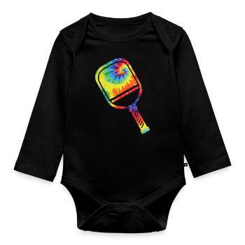 Pickleball Paddle Tie Dye Retro - Body Bébé bio manches longues - noir - Devant