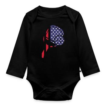 Pickleball Paddle American Flag - Organic Longsleeve Baby Bodysuit - black - Front