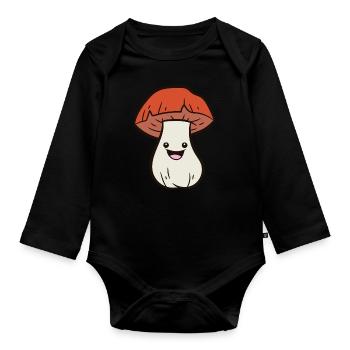 Mushroom - Happy Mushroom - Baby Bio-Langarm-Body - Schwarz - Vorne