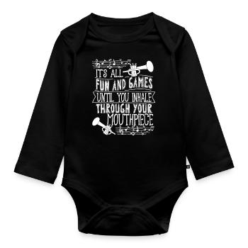 Trumpeter Trumpet Instrument Brass Music - Organic Longsleeve Baby Bodysuit - black - Front