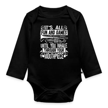 Trumpeter Trumpet Instrument Brass Music - Organic Longsleeve Baby Bodysuit - black - Front