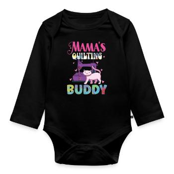 Mama’s Quilting Buddy Sewer Coudre Quilt Quilter - Body Bébé bio manches longues - noir - Devant