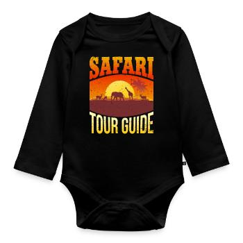 Safari Tour Guide Africa Vintage Wild Animals - Organic Longsleeve Baby Bodysuit - black - Front