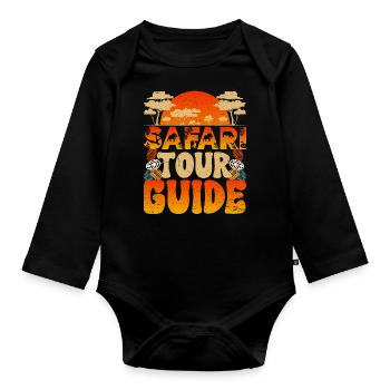 Safari Tour Guide Africa Vintage Wild Animals - Organic Longsleeve Baby Bodysuit - black - Front