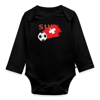 Fahne Schweiz - Baby Bio-Langarm-Body - Schwarz - Vorne