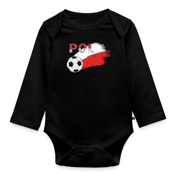 Fahne Polen - Baby Bio-Langarm-Body - Schwarz - Vorne