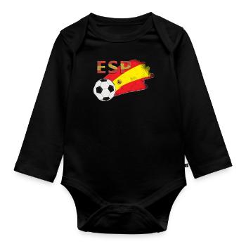 Drapeau de l’Espagne - Body Bébé bio manches longues - noir - Devant